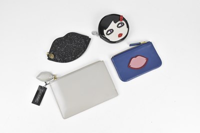 Lot 99 - LULU GUINNESS; a grey small leather pouch,...