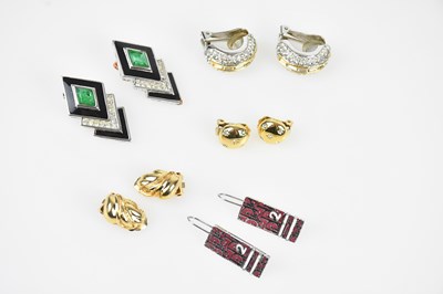 Lot 196 - CHRISTIAN DIOR; a pair of silver tone black...