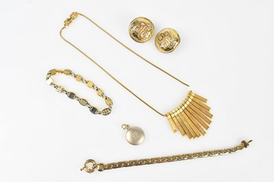 Lot 198 - GIVENCHY; a pair of large gold tone round clip-...
