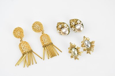 Lot 310 - GEORGES RECH; a pair of gold tone quilted clip-...