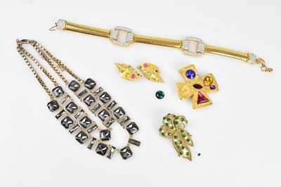 Lot 311 - JONETTE; a pair of matt gold tone shell...