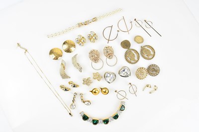 Lot 312 - NAPIER; a pair of gold tone clip-on earrings...