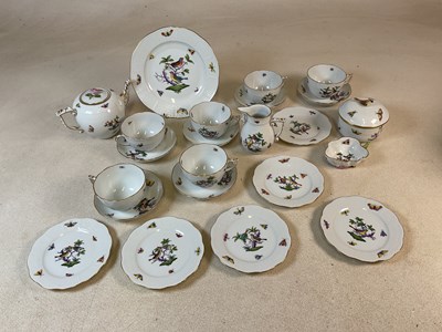 Lot 362 - HEREND; a porcelain part service, well painted...