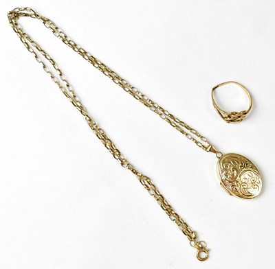 Lot 1315a - A 9ct gold locket on 9ct gold belcher chain,...