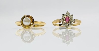 Lot 710 - An 18ct yellow gold ring, later set with a...