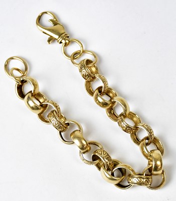 Lot 1209 - A yellow metal large link bracelet with...