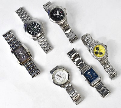Lot 1407 - Six gentlemen's fashion watches, comprising...