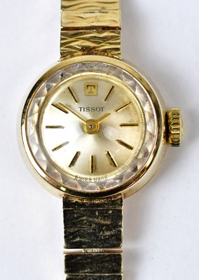 Lot 1387 - TISSOT; a 9ct gold ladies' cocktail watch, on...