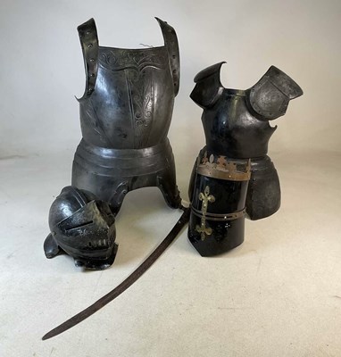 Lot 108 - A Turkish tulwar, a reproduction helmet and a...