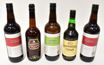 Lot 233 - Five bottles of sherry, to include Harvey's...