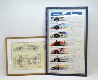 Lot 949 - PORSCHE; two large display prints in the form...