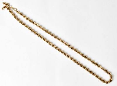 Lot 1255 - A 9ct yellow gold ropetwist necklace, length...