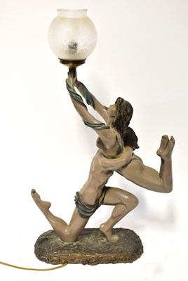 Lot 100 - An Art Deco style figural painted spelter...