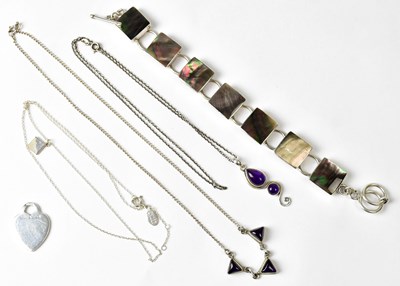 Lot 1330 - A group of 925 silver jewellery, comprising a...