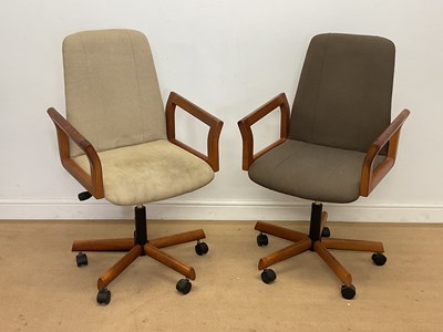 Lot 869 - Two 1970s Danish teak office chairs,...