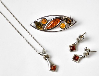 Lot 1327 - A group of 925 Baltic amber jewellery,...