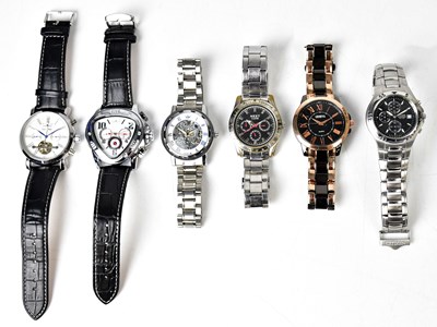 Lot 1410 - Six gentlemen's fashion watches, comprising...