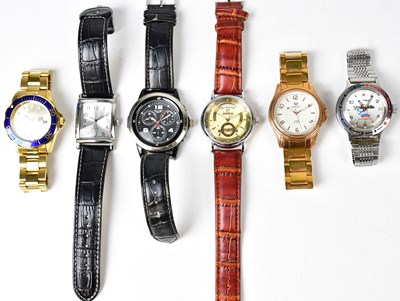 Lot 1411 - Six gentlemen's fashion watches, comprising...