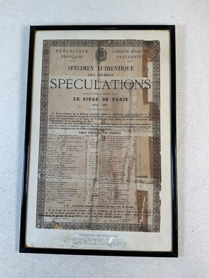 Lot 47 - A Specimen Authentique of the food prices...