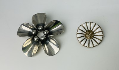 Lot 728 - GEORG JENSEN; a silver gilt and white...