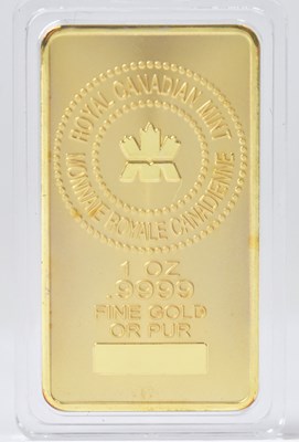 Lot 1075 - ROYAL CANADIAN MINT; a 1oz 24ct gold ingot,...