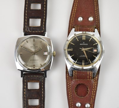 Lot 535 - SERVICES; two vintage stainless steel cased...