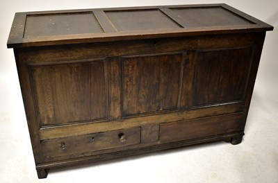 Lot 56 - A Georgian mahogany mule chest with fielded...