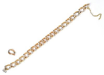 Lot 1202 - A 9ct rose gold curb link chain bracelet,...
