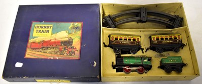 Lot 381 - HORNBY; a boxed M1 Passenger Set, O gauge, by...