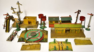 Lot 409 - HORNBY; a collection of O gauge tin-plate...