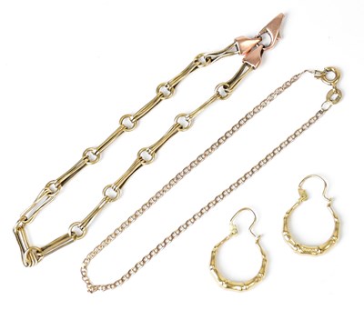 Lot 1208 - A 9ct yellow gold chain link bracelet, length...