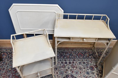 Lot 2983 - A cream painted faux bamboo bedroom suite,...