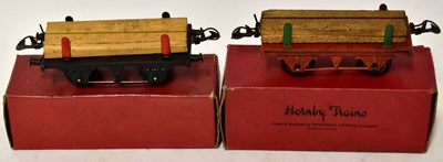 Lot 379 - HORBY; two boxed O gauge wagons, No.1 Lumber...