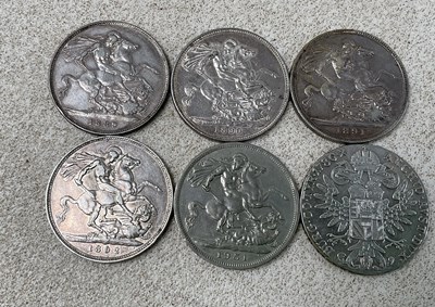 Lot 561 - Four Victorian crowns, 1889, 1890, 1891, 1892,...