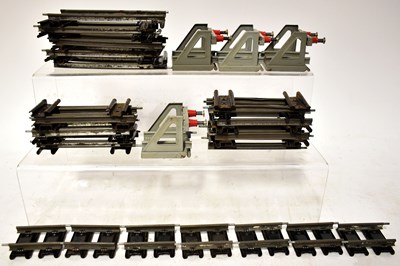 Lot 358 - HORNBY; eight boxed O gauge rail and buffer...