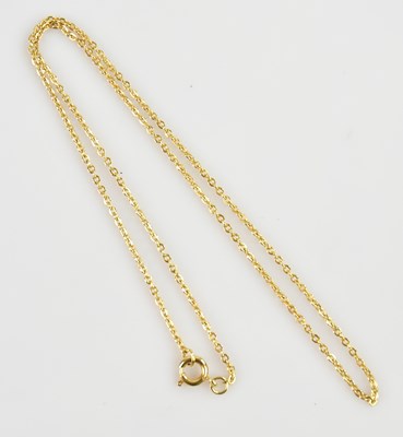 Lot 2218 - A yellow metal fine link necklace, length 45cm,...