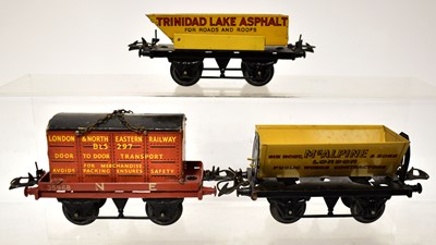 Lot 393 - HORNBY; three boxed O gauge wagons, No.1...