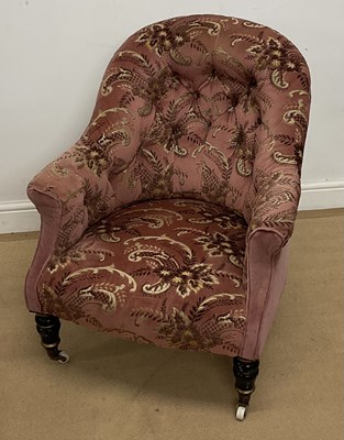 Lot 951 - A Victorian mahogany upholstered button back...