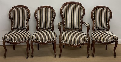 Lot 929 - Four mahogany framed chairs, (3 plus 1), the...