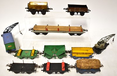 Lot 408 - HORNBY; eleven O gauge tin-plate railway...