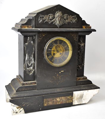 Lot 125 - A large Victorian black slate mausoleum mantel...