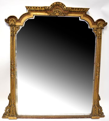Lot 57 - A large gilt framed overmantel mirror, with...
