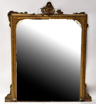 Lot 36 - A gilt framed overmantel mirror, with applied...