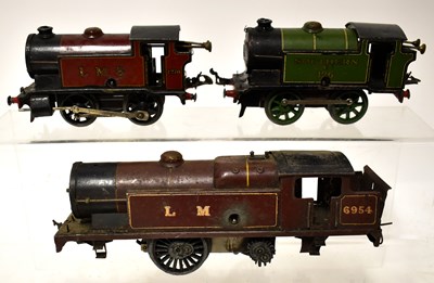 Lot 388 - HORNBY; three O gauge tin-plate locomotives,...