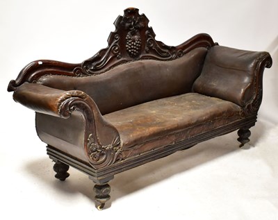Lot 66 - A Victorian mahogany framed scroll arm settee,...