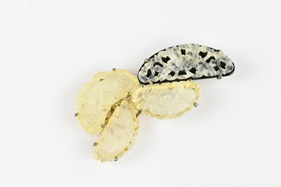 Lot 1267 - A sterling silver mounted Chinese brooch, set...