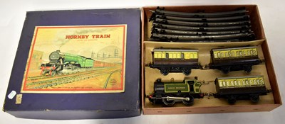 Lot 394 - HORNBY; a boxed, no.101 Tank Passenger set, O...