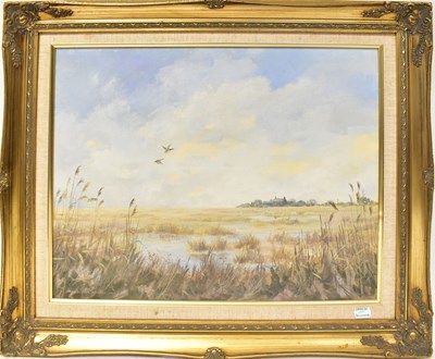 Lot 910 - STUART PARNELL; acrylic on board, 'Marshland...