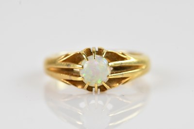 Lot 2342 - A Victorian 18ct yellow gold opal set signet...