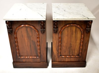 Lot 40 - A pair of Victorian marble-topped bedside...